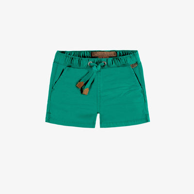 Short coupe régulière vert en twill très extensible, bébé
