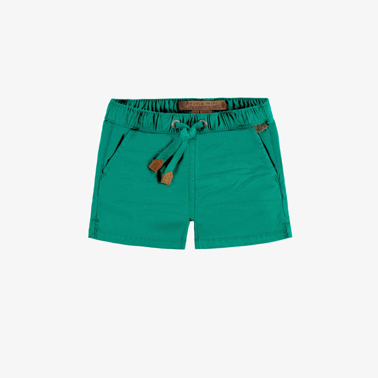 Short coupe régulière vert en twill très extensible, bébé