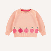 Chandail de maille manches longues pêche motif jacquard fruité , Bébé || Peach long sleeve knitted sweater fruity jacquard pattern, Baby