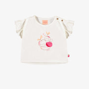 T-shirt à manches courtes de coupe décontractée blanc avec illustration, bébé || White short sleeves relaxed fit t-shirt with print, baby