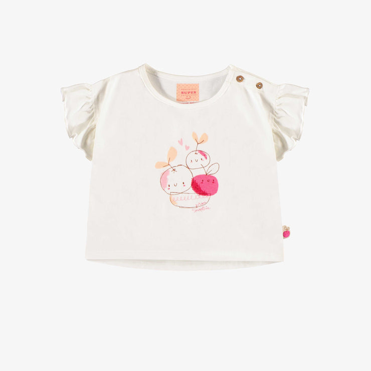 T-shirt à manches courtes de coupe décontractée blanc avec illustration, bébé || White short sleeves relaxed fit t-shirt with print, baby