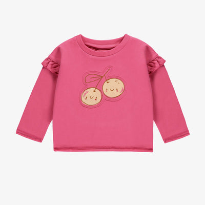 Chandail à manches longues rose à illustration en doux coton, bébé || Green long sleeve loose fit sweater with pattern, baby
