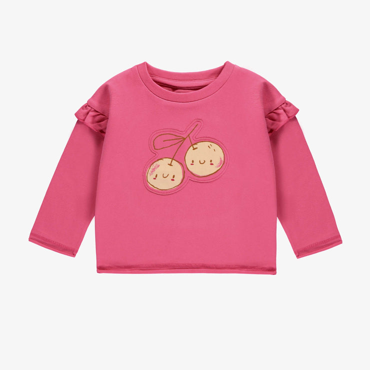 Chandail à manches longues rose à illustration en doux coton, bébé || Green long sleeve loose fit sweater with pattern, baby