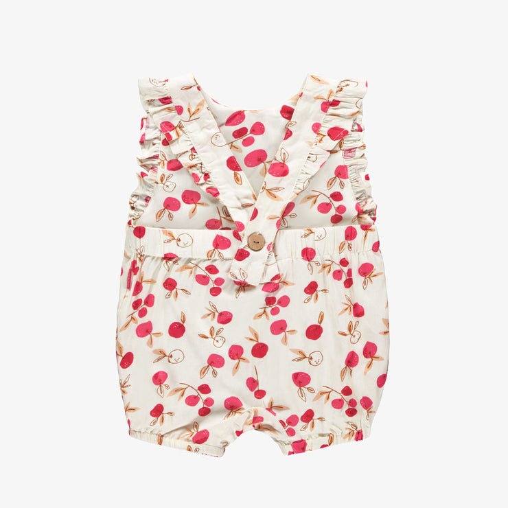 Une-pièce coupe ample beige avec motif de cerises en viscose, bébé  || Loose fit cream one piece with cherry print in viscose, baby