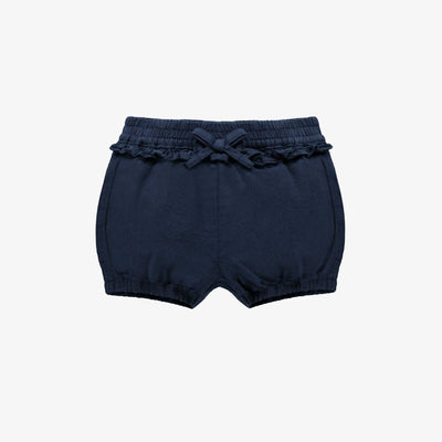 Short coupe décontractée marine en lin et coton, bébé