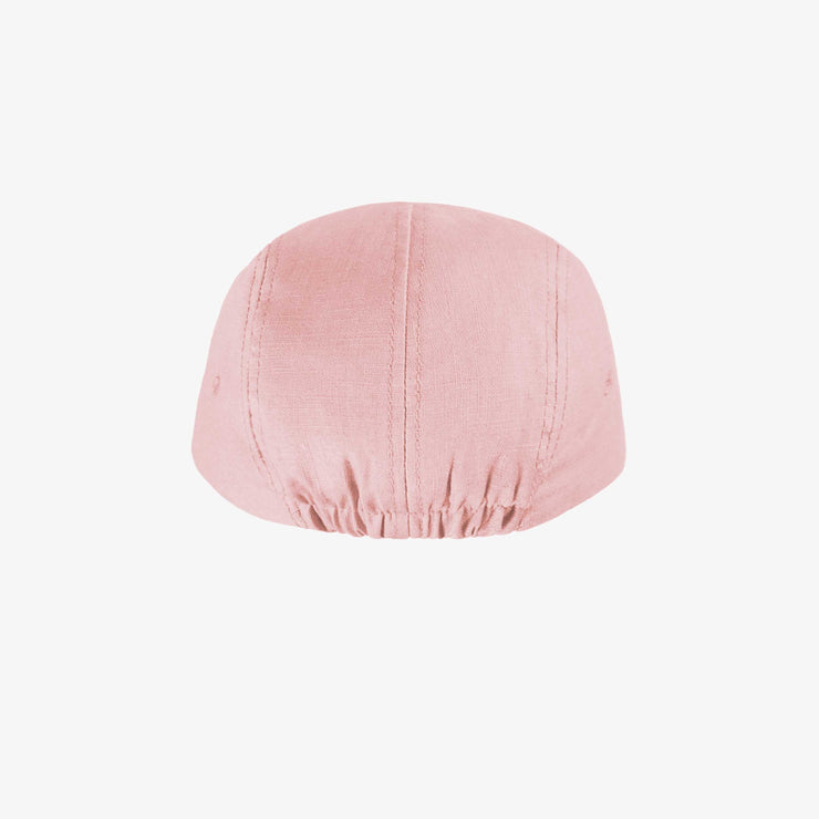 Casquette rose à visière plate en lin et coton, bébé || Pink cap with flat visor in linen and cotton, baby