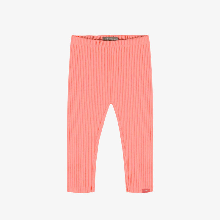 Legging long en tricot côtelé corail, bébé || Coral ribbed knit long legging, baby