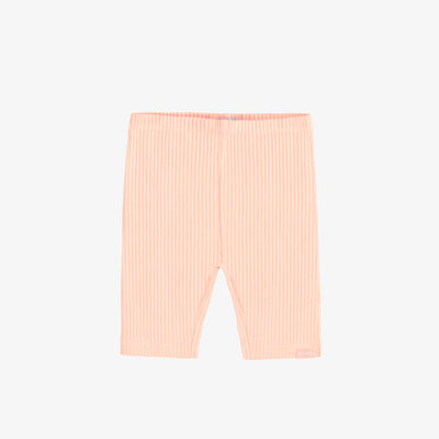 Legging ¾ en tricot côtelé pêche, bébé || Peach ribbed knit ¾ legging, baby