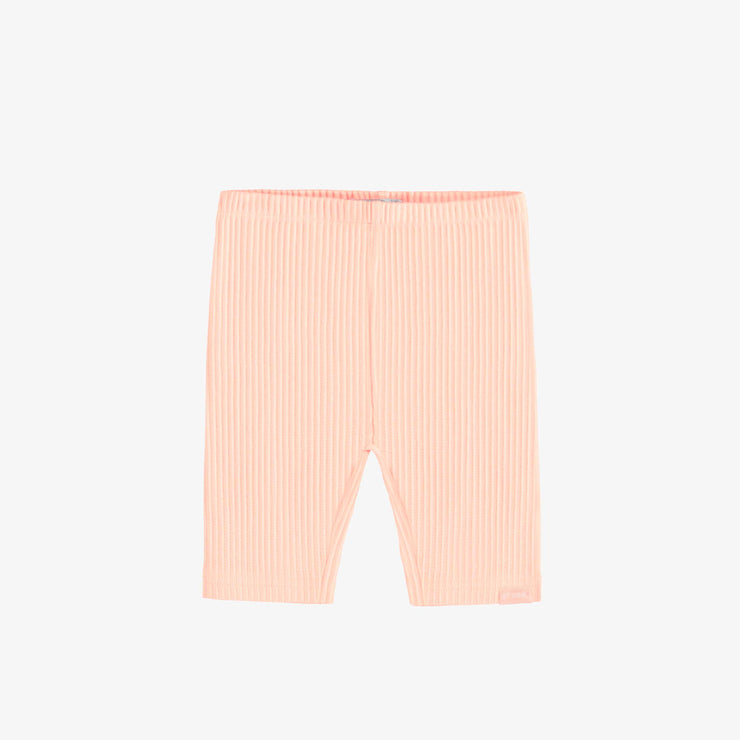 Legging ¾ en tricot côtelé pêche, bébé || Peach ribbed knit ¾ legging, baby