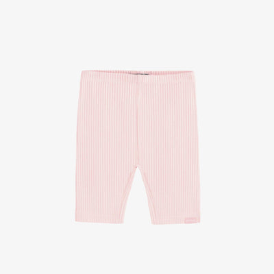 Legging court en tricot côtelé rose pâle, bébé || Light pink ribbed knit biker short, baby