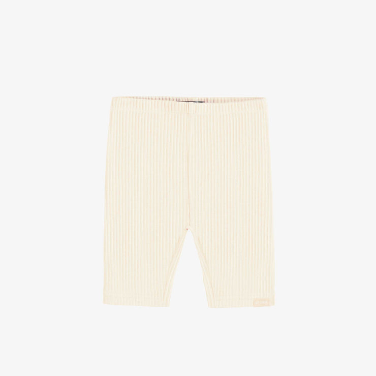 Legging ¾ en tricot côtelé crème, bébé || Cream ribbed knit ¾ legging, baby