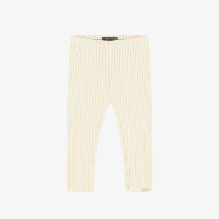 Legging long en tricot côtelé crème, bébé || Cream ribbed knit long legging, baby