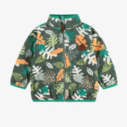 Veste de polar verte à motif représentant la nature avec col montant, bébé || Green fleece vest with nature pattern with high collar, baby