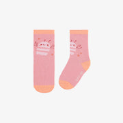 Chaussettes roses avec illustration d’écrevisses aimables, bébé || Pink socks with an illustration of kind crayfish, baby