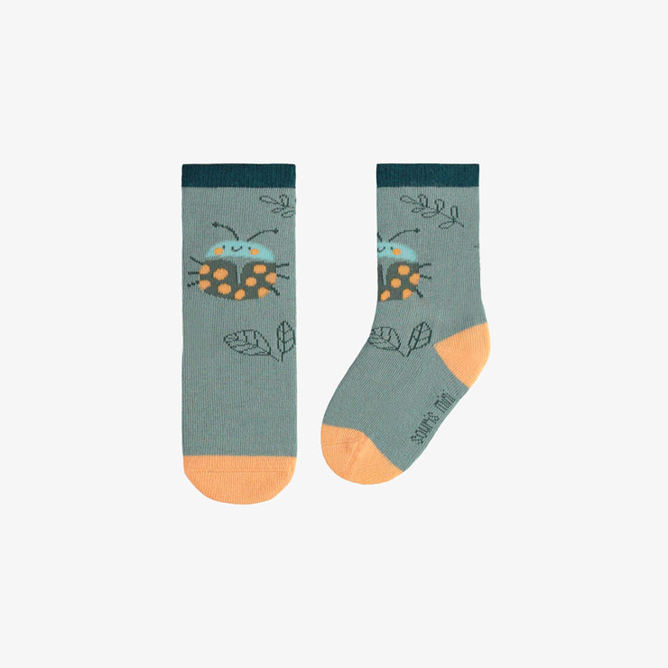 Chaussettes vertes avec un insecte, bébé || Green socks with an insect, baby