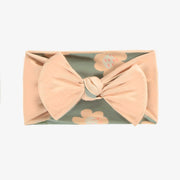 Bandeau de bain réversible pêche et fleuri, enfant || Reversible peach and flower headband, child