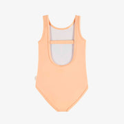 Maillot de bain une-pièce pêche avec une illustration de papillon, enfant || Peach one piece swimsuit with an illustration of butterfly, child