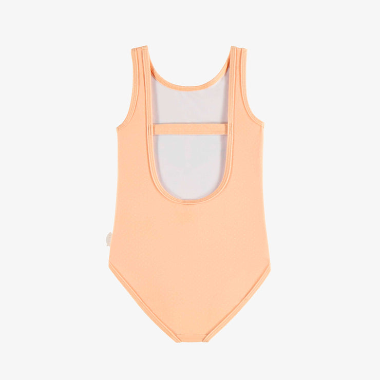 Maillot de bain une-pièce pêche avec une illustration de papillon, enfant || Peach one piece swimsuit with an illustration of butterfly, child