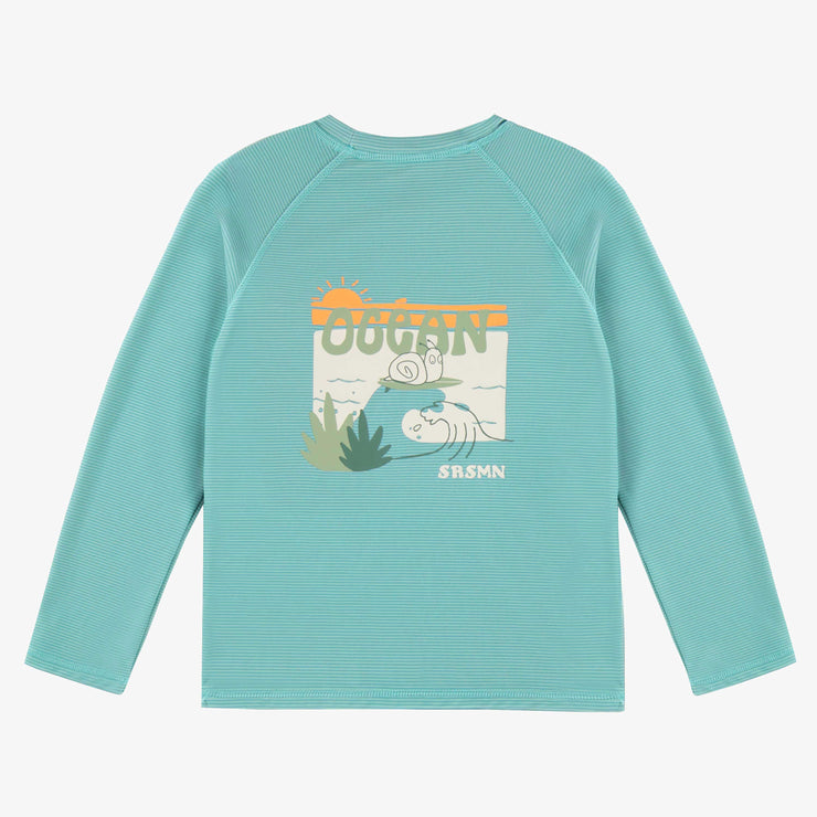 T-shirt de bain à manches longues bleu, enfant || Blue long sleeves swimming t-shirt, child