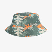 Chapeau de soleil vert réversible à motif de feuilles tropicales, enfant
