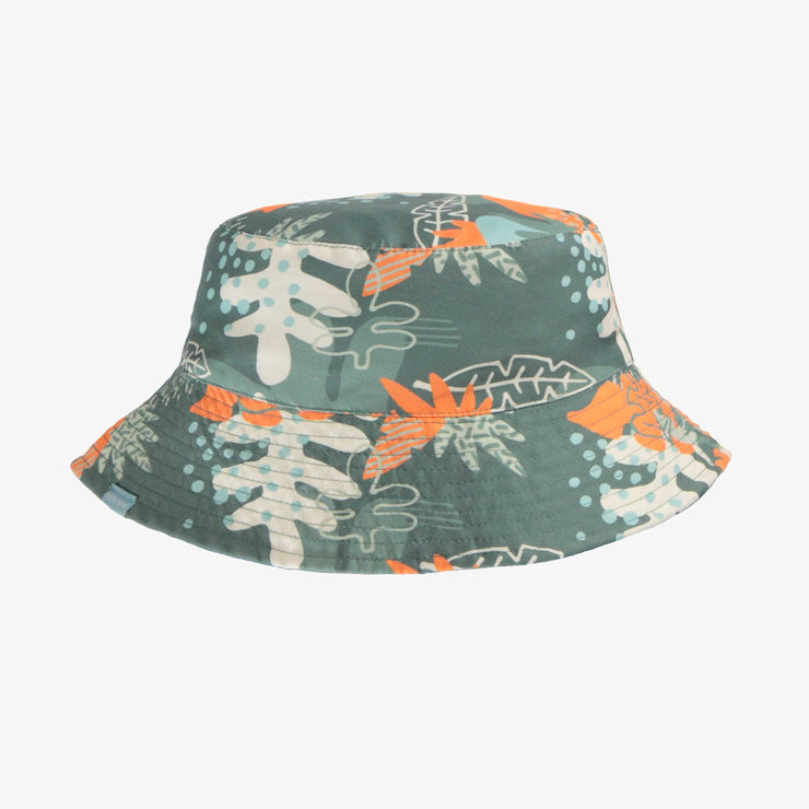 Chapeau de soleil vert réversible à motif de feuilles tropicales, enfant