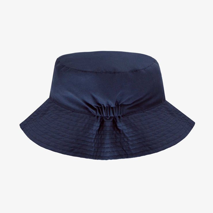 Chapeau de soleil marine réversible à motif de voiliers, enfant || Navy reversible bucket hat with sailboat print, child