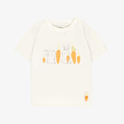 Pyjama deux--pièces bleu et crème à motif de poules et de lapins, enfant || Cream and bleu two-pieces pajama with bunnies and chickens print, child