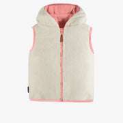 Veste sans manche réversible bleu, enfant || Reversible blue sleeveless vest in nylon and sherpa, child