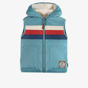 Veste sans manche réversible bleu, enfant || Reversible blue sleeveless vest in nylon and sherpa, child