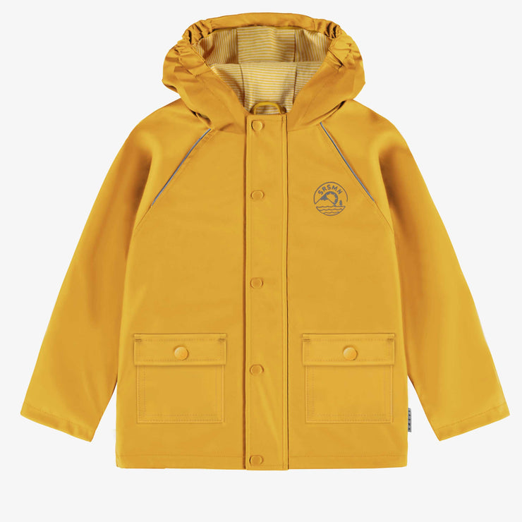 Manteau à capuchon imperméable jaune en polyuréthane, enfant || Yellow waterproof hooded coat in polyurethane, child