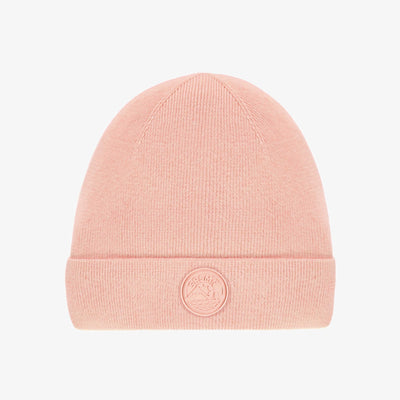 Tuque de maille pêche, enfant || Peach knitted toque, child