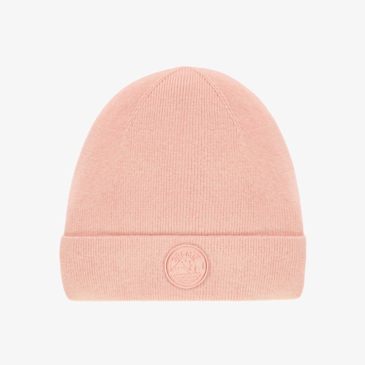 Tuque de maille pêche, enfant || Peach knitted toque, child