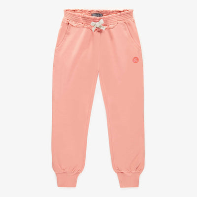 Pantalon coupe décontractée rose en coton français, enfant || Pink relaxed fit pants in french terry, child
