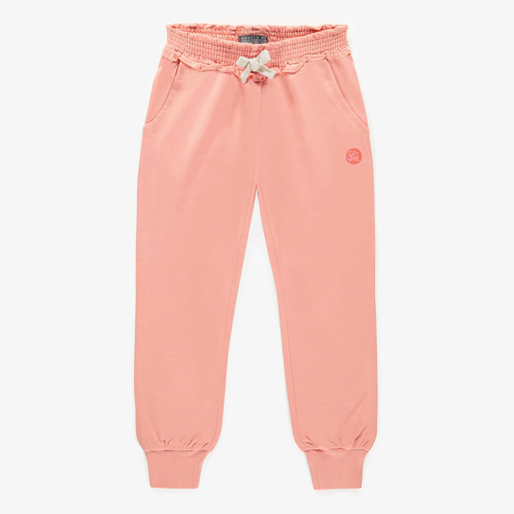 Pantalon coupe décontractée rose en coton français, enfant || Pink relaxed fit pants in french terry, child