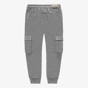 Pantalon gris coupe régulière style jogging en coton français, enfant || Gray pants regular fit jogger style in french terry,  child