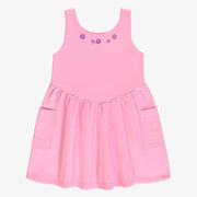 Robe coupe évasée à bretelles larges mauve en coton français, enfant