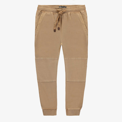 Pantalon coupe décontractée brun pâle en coton français, enfant || Light brown relaxed fit pants in French terry, child