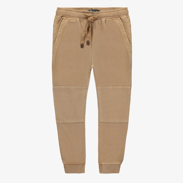 Pantalon coupe décontractée brun pâle en coton français, enfant || Light brown relaxed fit pants in French terry, child