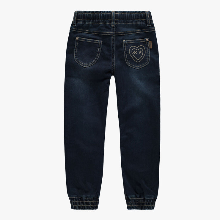 Pantalon coupe régulière de style jogger en denim extensible, bleu moyen, enfant  || Regular fit pants jogger style in stretch denim, medium blue, child