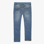 Pantalon coupe ajustée en denim extensible, bleu pâle, enfant || Slim fit pants in stretch denim, light blue, child
