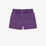 Short coupe décontractée en twill extensible, mauve, enfant || Relaxed fit purple denim shorts, child