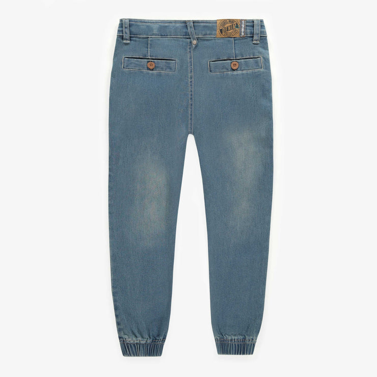 Pantalon coupe régulière en denim extensible bleu pâle, enfant || Regular fit pants in light blue stretch denim, child