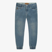 Pantalon coupe régulière en denim extensible bleu pâle, enfant || Regular fit pants in light blue stretch denim, child