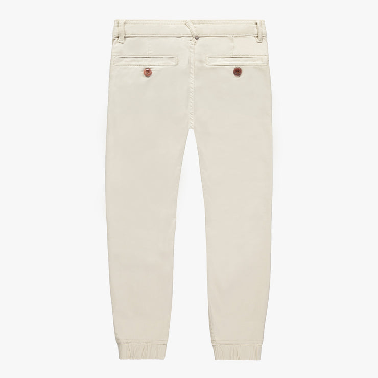 Pantalon coupe ajustée en twill très extensible crème, enfant || Cream slim fit pants in stretch twill, child