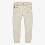 Pantalon coupe ajustée en twill très extensible crème, enfant || Cream slim fit pants in stretch twill, child