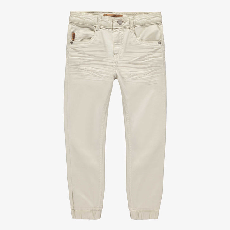 Pantalon coupe ajustée en twill très extensible crème, enfant || Cream slim fit pants in stretch twill, child