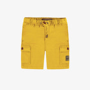 Short coupe régulière en twill très extensible jaune, enfant || Regular fit yellow short in stretch twill, child