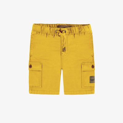 Short coupe régulière en twill très extensible jaune, enfant || Regular fit yellow short in stretch twill, child