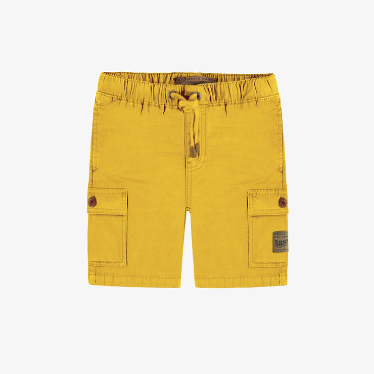 Short coupe régulière en twill très extensible jaune, enfant || Regular fit yellow short in stretch twill, child