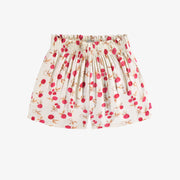 Short fluide coupe ample crème à motif en viscose, enfant || Fluid loose fit cream short with a print in viscose, child